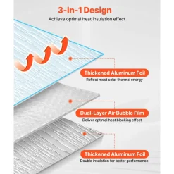 VEVOR Double Reflective Insulation Sheet, 16PCS Double-Sided Aluminum Foil Radiant Barrier, 6mm 24 in x 4 ft, Dual-Layer Air Bubble Heat Reflective Shield, Thermal Insulation Rolls