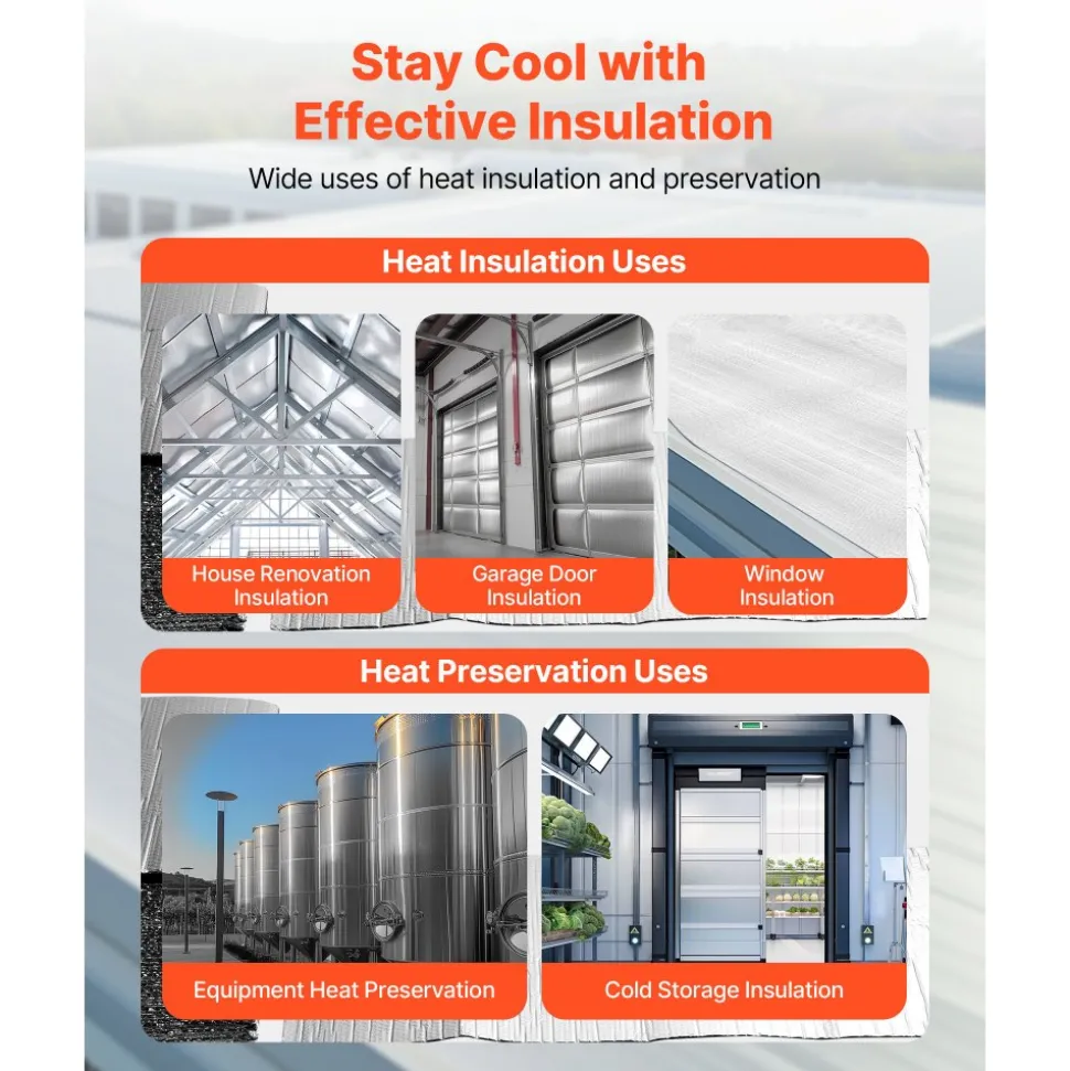 VEVOR Double Reflective Insulation Sheet, 16PCS Double-Sided Aluminum Foil Radiant Barrier, 6mm 24 in x 4 ft, Dual-Layer Air Bubble Heat Reflective Shield, Thermal Insulation Rolls