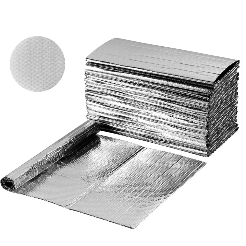 VEVOR Double Reflective Insulation Sheet, 16PCS Double-Sided Aluminum Foil Radiant Barrier, 6mm 24 in x 4 ft, Dual-Layer Air Bubble Heat Reflective Shield, Thermal Insulation Rolls