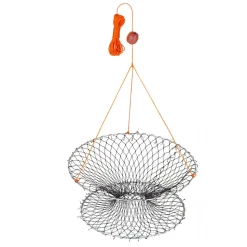 VEVOR Double Ring Crab Trap, 24 inch Top, 20 inch Bottom, Two Rings Crab Kit, Foldable Fishing Net with Gauge, 60 ft Rope, Wire Grid Bottom, Rock and Blue Crab, Dock & Pier Crabbing, 2 Set