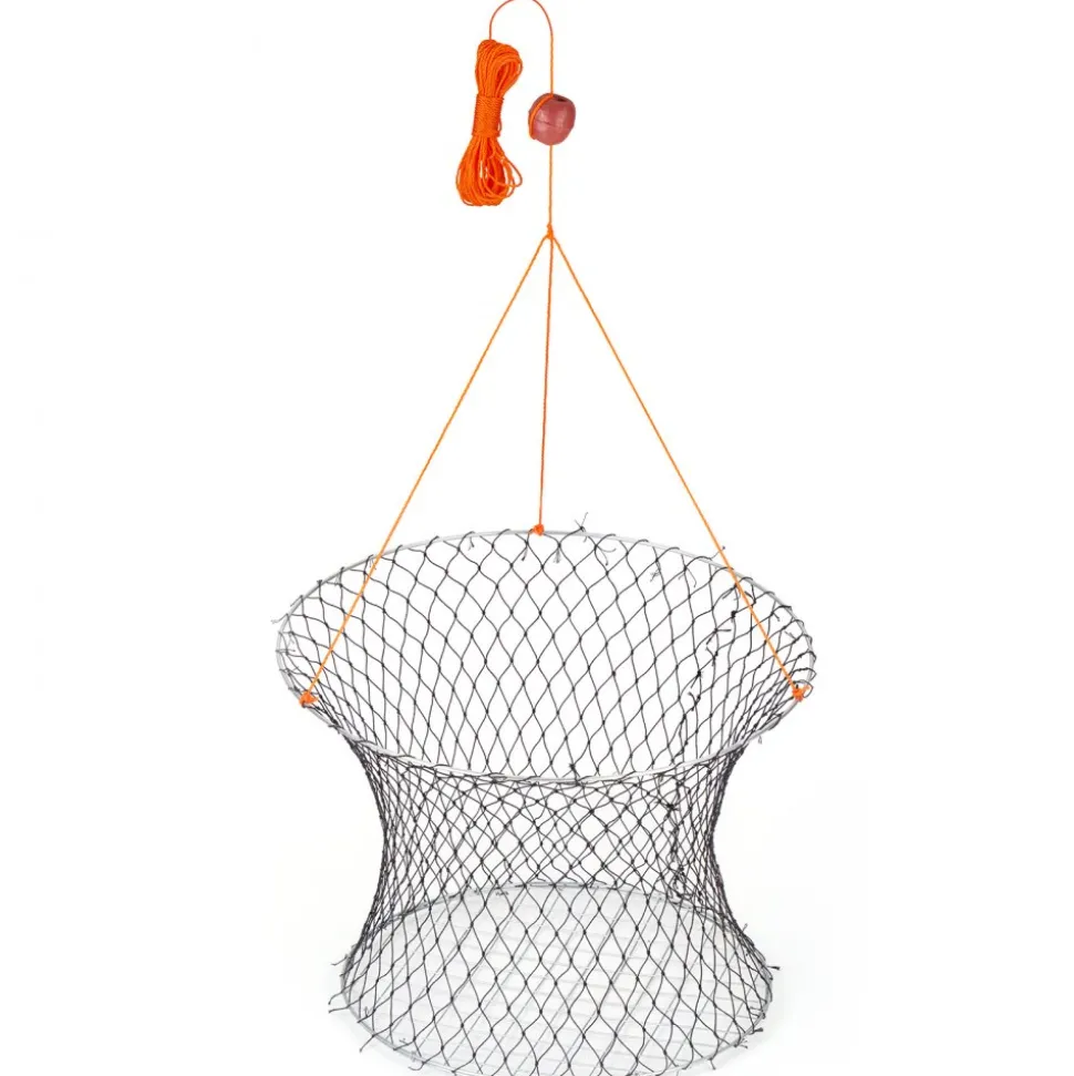 VEVOR Double Ring Crab Trap, 24 inch Top, 20 inch Bottom, Two Rings Crab Kit, Foldable Fishing Net with Gauge, 60 ft Rope, Wire Grid Bottom, Rock and Blue Crab, Dock & Pier Crabbing, 2 Set