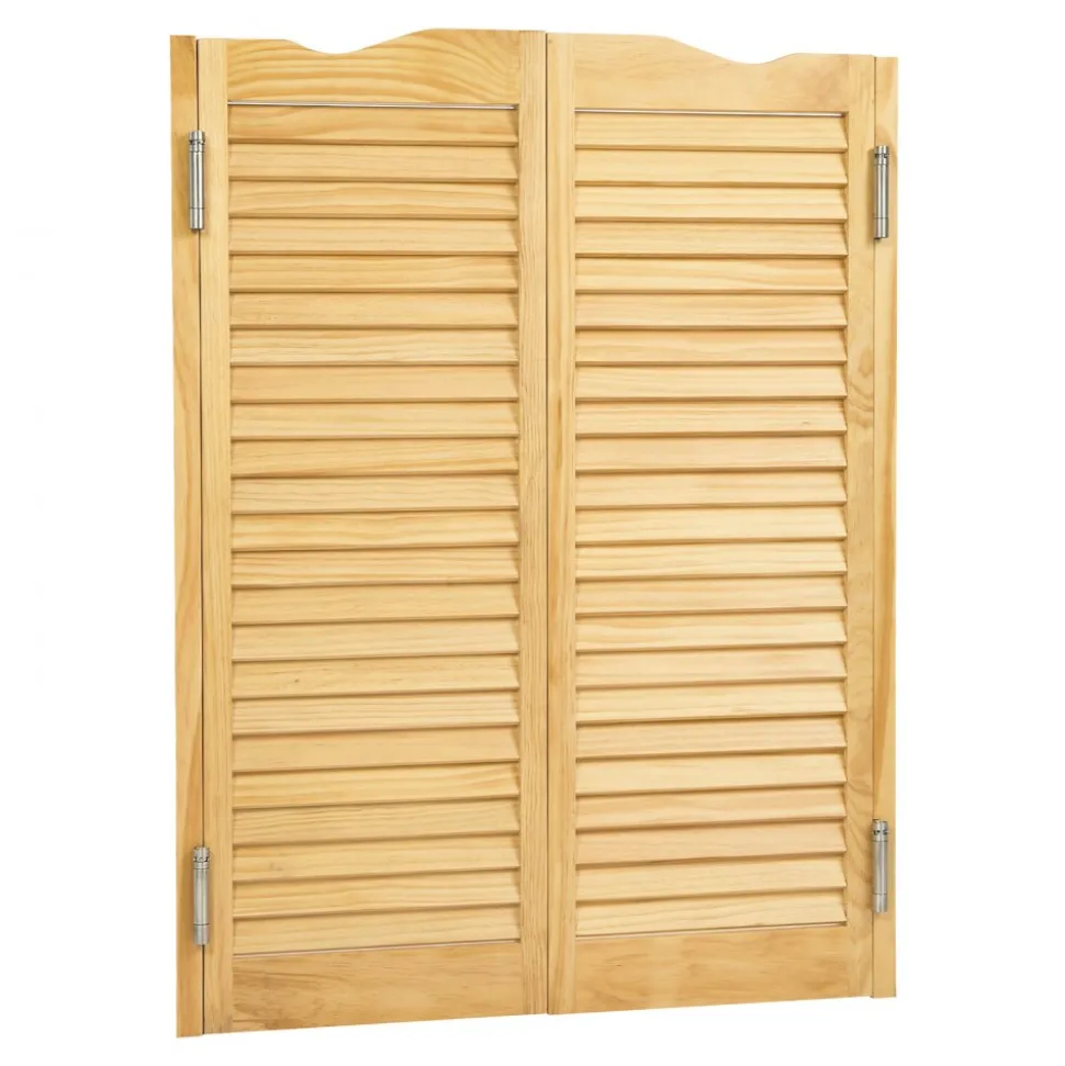 VEVOR Double Saloon Doors, 32"W x 42" H Arched Top Interior Swinging Cafe Doors, Premium Pine Wood, with Hinges & Hardware Kit, Easy to Install, for Hallway Kitchen Bar Pub Entrance, Log Color
