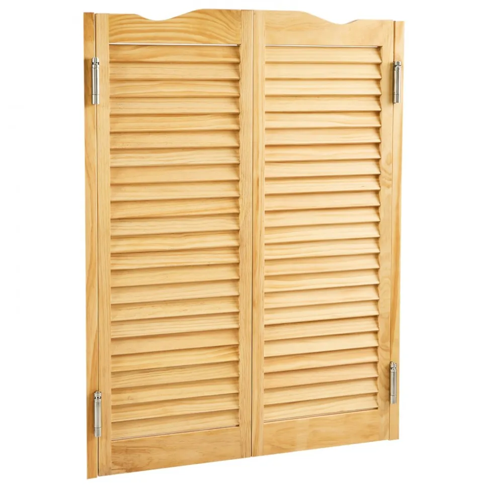VEVOR Double Saloon Doors, 32"W x 42" H Arched Top Interior Swinging Cafe Doors, Premium Pine Wood, with Hinges & Hardware Kit, Easy to Install, for Hallway Kitchen Bar Pub Entrance, Log Color