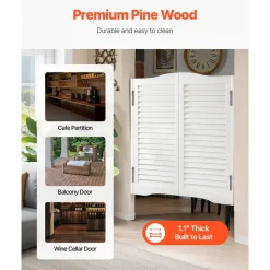 VEVOR Double Saloon Doors, 32"W x 36" H Arched Top Interior Swinging Cafe Doors, Premium Pine Wood, with Hinges & Hardware Kit, Easy to Install, for Hallway Kitchen Bar Pub Entrance, White