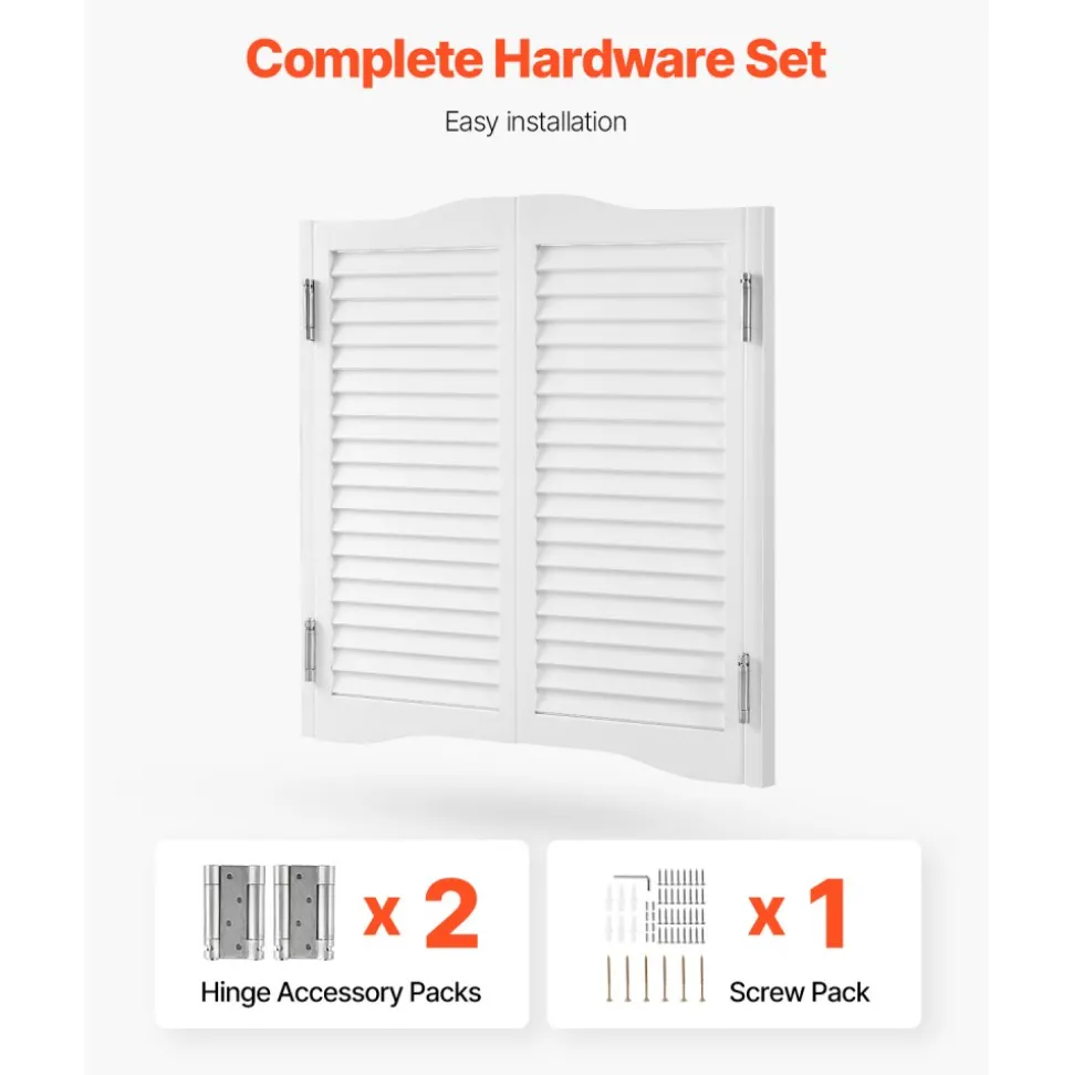 VEVOR Double Saloon Doors, 32"W x 36" H Arched Top Interior Swinging Cafe Doors, Premium Pine Wood, with Hinges & Hardware Kit, Easy to Install, for Hallway Kitchen Bar Pub Entrance, White