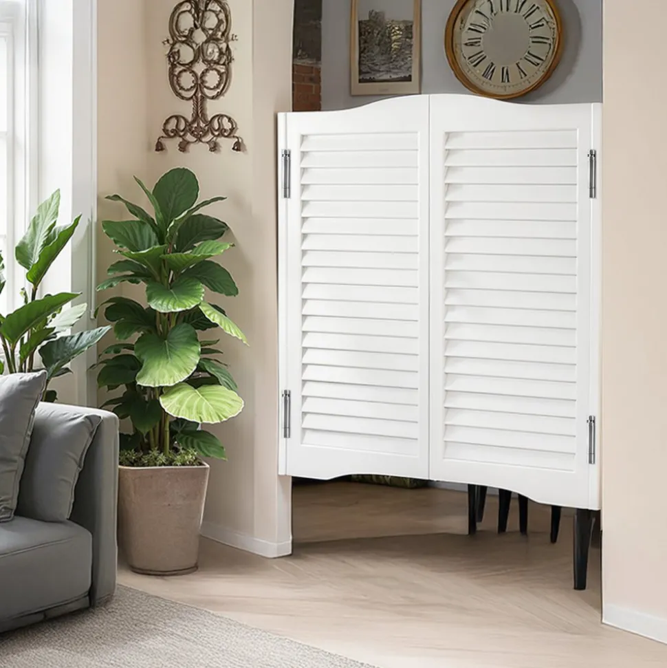 VEVOR Double Saloon Doors, 32"W x 36" H Arched Top Interior Swinging Cafe Doors, Premium Pine Wood, with Hinges & Hardware Kit, Easy to Install, for Hallway Kitchen Bar Pub Entrance, White