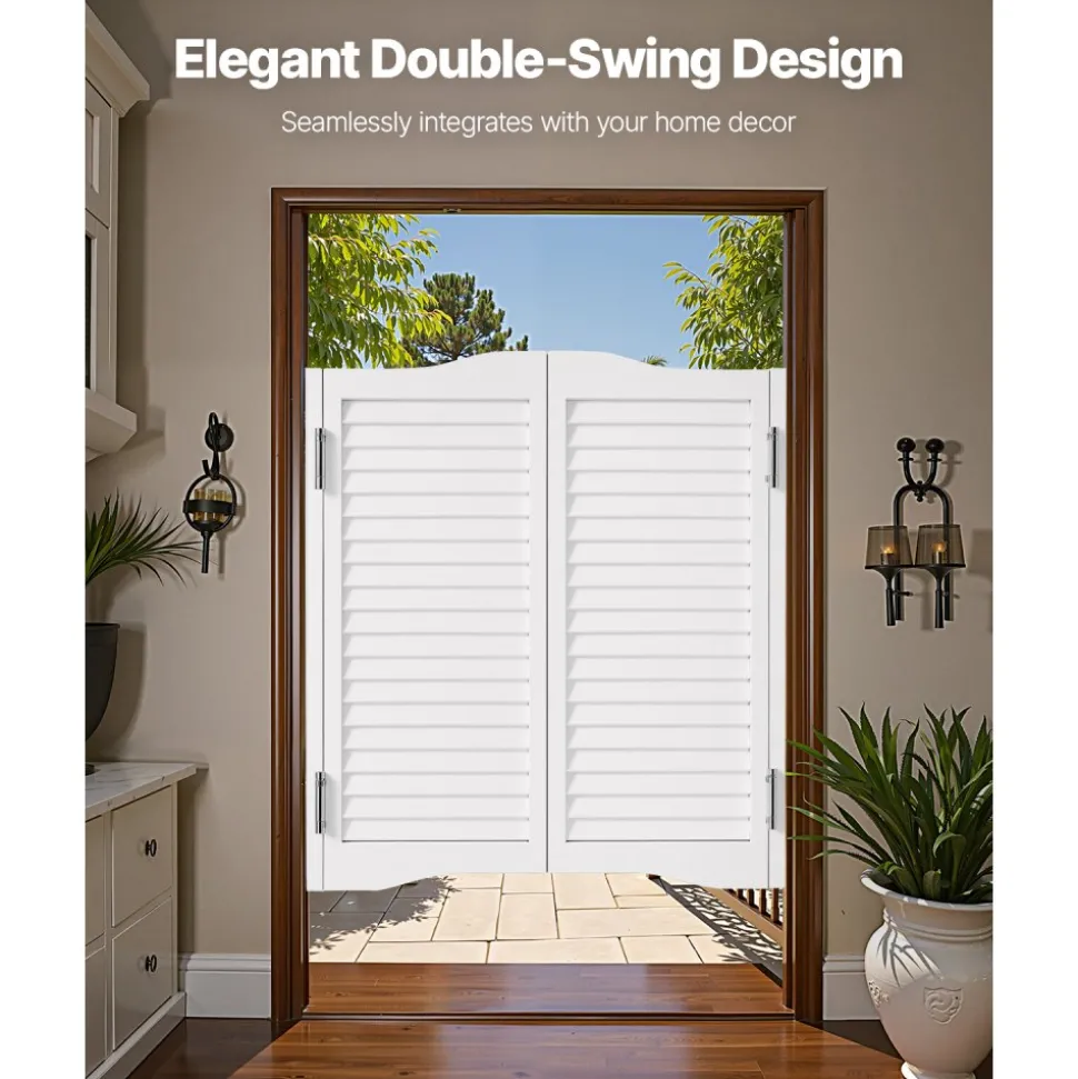 VEVOR Double Saloon Doors, 32"W x 36" H Arched Top Interior Swinging Cafe Doors, Premium Pine Wood, with Hinges & Hardware Kit, Easy to Install, for Hallway Kitchen Bar Pub Entrance, White