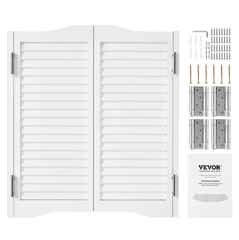 VEVOR Double Saloon Doors, 32"W x 36" H Arched Top Interior Swinging Cafe Doors, Premium Pine Wood, with Hinges & Hardware Kit, Easy to Install, for Hallway Kitchen Bar Pub Entrance, White