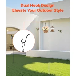 VEVOR Double Shepherds Hooks for Outdoor, 8 Pack 92 Inch Heavy Duty Bird Feeder Pole, 3/4 Inch Thick Garden Hooks for Hanging Hummingbird Feeder, Plant Baskets, Solar Light Lanterns,Wind Chimes