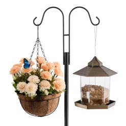 VEVOR Double Shepherds Hooks for Outdoor, 8 Pack 92 Inch Heavy Duty Bird Feeder Pole, 3/4 Inch Thick Garden Hooks for Hanging Hummingbird Feeder, Plant Baskets, Solar Light Lanterns,Wind Chimes
