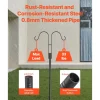 VEVOR Double Shepherds Hooks for Outdoor, 8 Pack 60 Inch Heavy Duty Bird Feeder Pole, 3/4 Inch Thick Garden Hooks for Hanging Hummingbird Feeder, Plant Baskets, Solar Light Lanterns,Wind Chimes