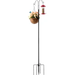 VEVOR Double Shepherds Hooks for Outdoor, 8 Pack 60 Inch Heavy Duty Bird Feeder Pole, 3/4 Inch Thick Garden Hooks for Hanging Hummingbird Feeder, Plant Baskets, Solar Light Lanterns,Wind Chimes