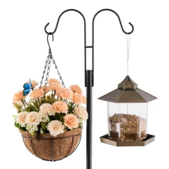 VEVOR Double Shepherds Hooks for Outdoor, 8 Pack 60 Inch Heavy Duty Bird Feeder Pole, 3/4 Inch Thick Garden Hooks for Hanging Hummingbird Feeder, Plant Baskets, Solar Light Lanterns,Wind Chimes