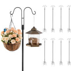 VEVOR Double Shepherds Hooks for Outdoor, 8 Pack 76 Inch Heavy Duty Bird Feeder Pole, 3/4 Inch Thick Garden Hooks for Hanging Hummingbird Feeder, Plant Baskets, Solar Light Lanterns,Wind Chimes