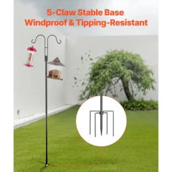 VEVOR Double Shepherds Hooks for Outdoor, 8 Pack 108 Inch Heavy Duty Bird Feeder Pole, 3/4 Inch Thick Garden Hooks for Hanging Hummingbird Feeder, Plant Baskets, Solar Light Lanterns,Wind Chimes
