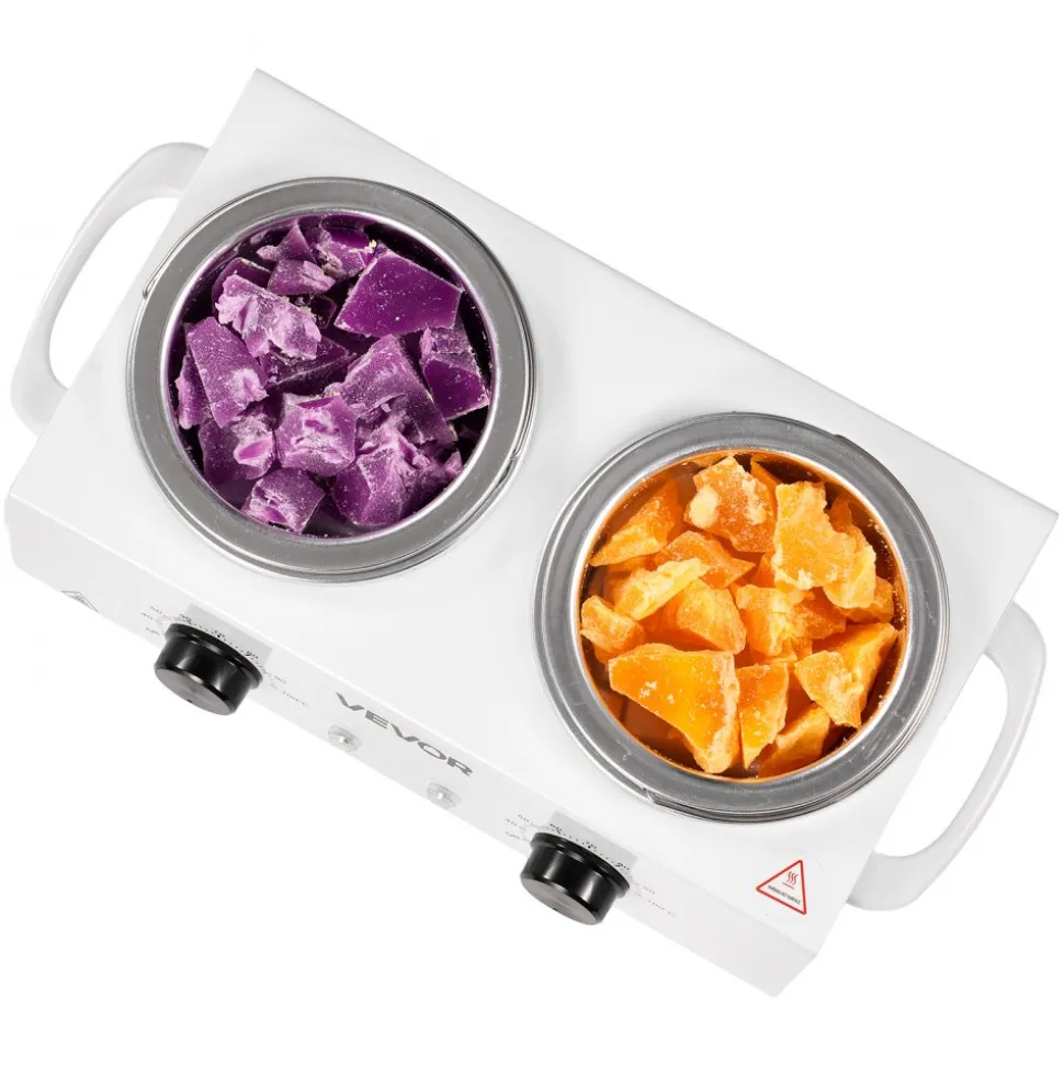VEVOR Double Wax Warmer, 1200ML Professional Dual Wax Warmer for Hair Removal, 32 ℉ - 212℉ Adjustable Electric Waxing Heater Pot with 50PCS Waxing Sticks for Home Use, Beauty Salon, Spa