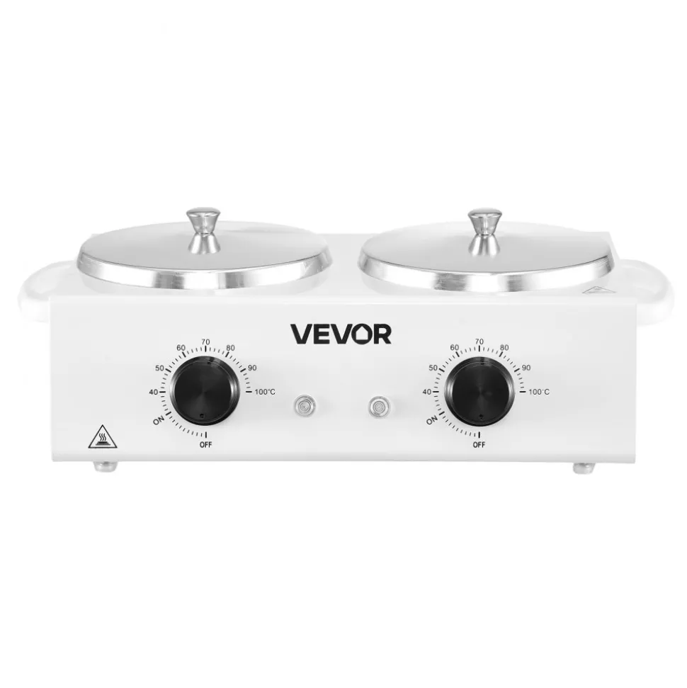 VEVOR Double Wax Warmer, 1200ML Professional Dual Wax Warmer for Hair Removal, 32 ℉ - 212℉ Adjustable Electric Waxing Heater Pot with 50PCS Waxing Sticks for Home Use, Beauty Salon, Spa