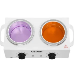 VEVOR Double Wax Warmer, 1200ML Professional Dual Wax Warmer for Hair Removal, 32 ℉ - 212℉ Adjustable Electric Waxing Heater Pot with 50PCS Waxing Sticks for Home Use, Beauty Salon, Spa