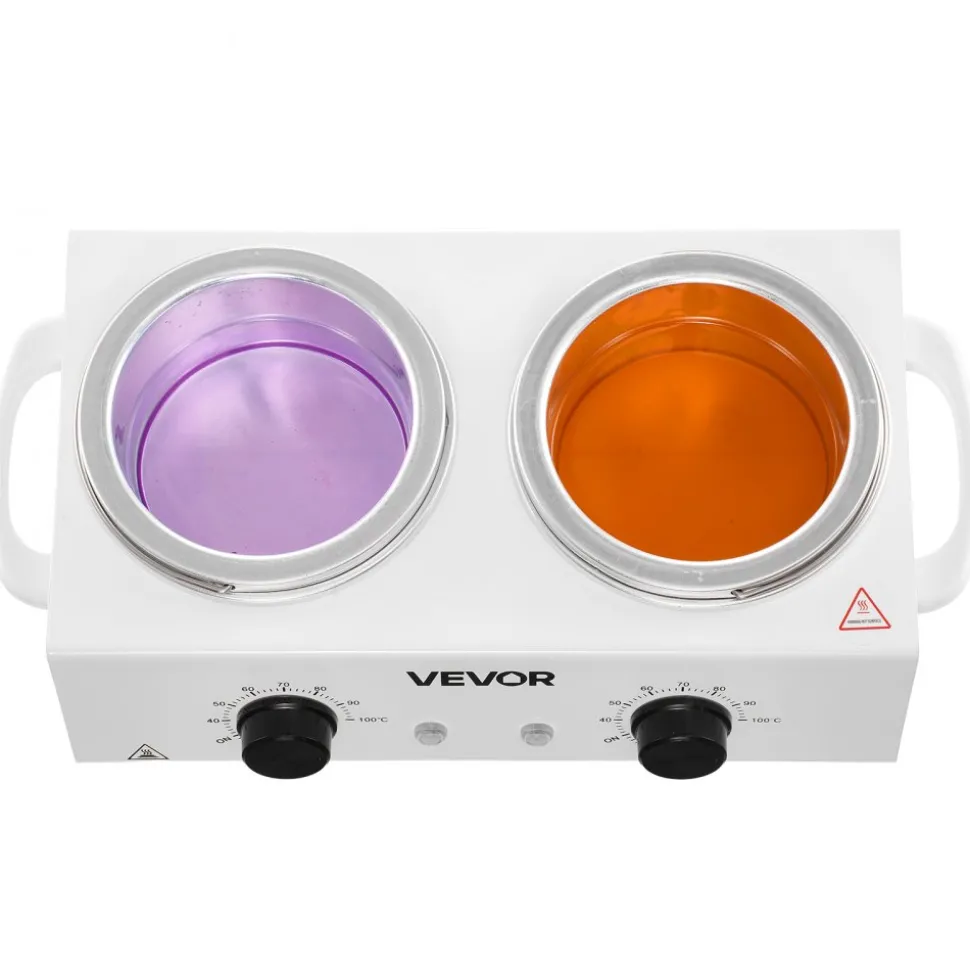 VEVOR Double Wax Warmer, 1200ML Professional Dual Wax Warmer for Hair Removal, 32 ℉ - 212℉ Adjustable Electric Waxing Heater Pot with 50PCS Waxing Sticks for Home Use, Beauty Salon, Spa