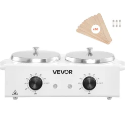 VEVOR Double Wax Warmer, 1200ML Professional Dual Wax Warmer for Hair Removal, 32 ℉ - 212℉ Adjustable Electric Waxing Heater Pot with 50PCS Waxing Sticks for Home Use, Beauty Salon, Spa