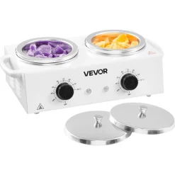 VEVOR Double Wax Warmer, 1200ML Professional Dual Wax Warmer for Hair Removal, 32 ℉ - 212℉ Adjustable Electric Waxing Heater Pot with 50PCS Waxing Sticks for Home Use, Beauty Salon, Spa