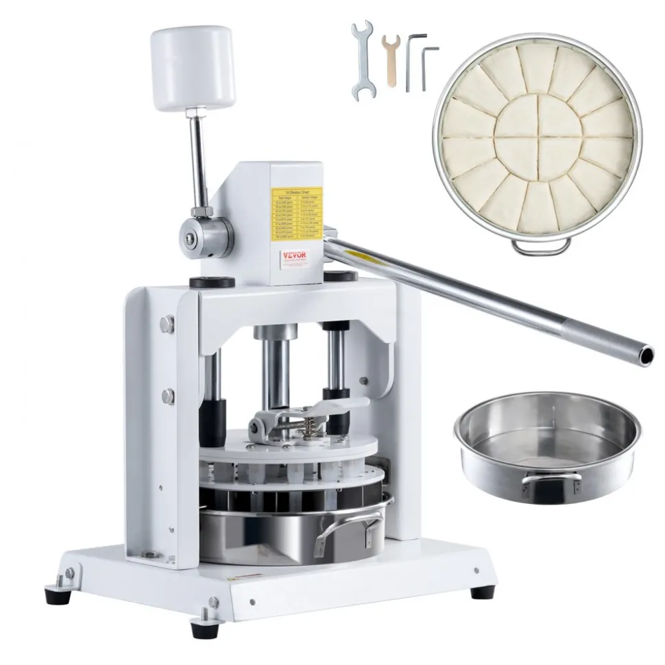 VEVOR Dough Divider Rounder, 18PCS Manual Dough Equal Divider Machine, 2.11oz - 9.88oz Hand Press Dough Cutter with 304 Stainless Steel Tray and Blade, Bread Maker for Bakery, Restaurant, Commercial