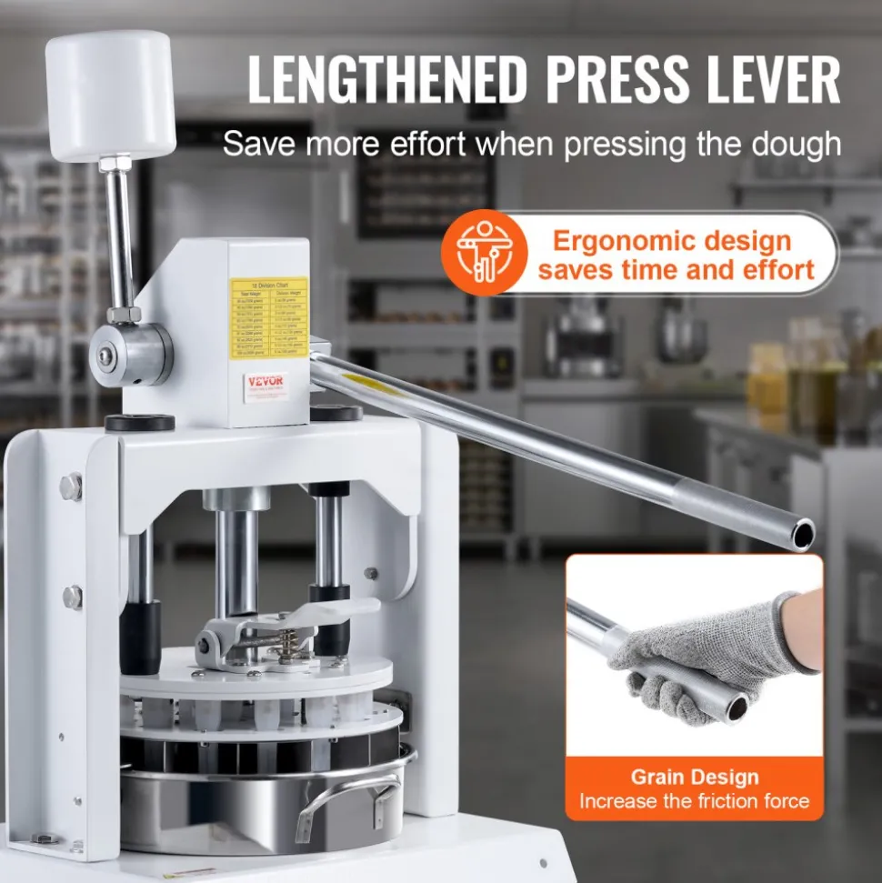 VEVOR Dough Divider Rounder, 18PCS Manual Dough Equal Divider Machine, 2.11oz - 9.88oz Hand Press Dough Cutter with 304 Stainless Steel Tray and Blade, Bread Maker for Bakery, Restaurant, Commercial