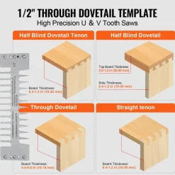 VEVOR Dovetail Jig, 12 in Width, Dove Tailing Router Jigs with 4 Router Bits & 3 Templates, Precise Alignment Dove Tail Jig, Mortise and Tenon Woodworking Tools for Furniture & Wood Cabinet Making