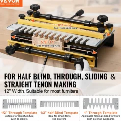 VEVOR Dovetail Jig, 12 in Width, Dove Tailing Router Jigs with 4 Router Bits & 3 Templates, Precise Alignment Dove Tail Jig, Mortise and Tenon Woodworking Tools for Furniture & Wood Cabinet Making