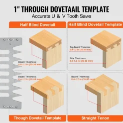 VEVOR Dovetail Jig, 12 in Width, Dove Tailing Router Jigs with 4 Router Bits & 3 Templates, Precise Alignment Dove Tail Jig, Mortise and Tenon Woodworking Tools for Furniture & Wood Cabinet Making