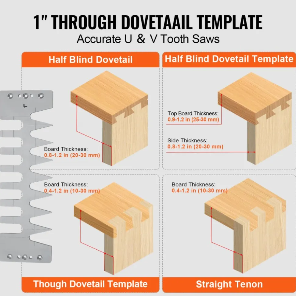VEVOR Dovetail Jig, 12 in Width, Dove Tailing Router Jigs with 4 Router Bits & 3 Templates, Precise Alignment Dove Tail Jig, Mortise and Tenon Woodworking Tools for Furniture & Wood Cabinet Making