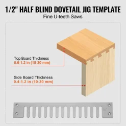 VEVOR Dovetail Jig, 12 in Width, Dove Tailing Router Jigs with 4 Router Bits & 3 Templates, Precise Alignment Dove Tail Jig, Mortise and Tenon Woodworking Tools for Furniture & Wood Cabinet Making