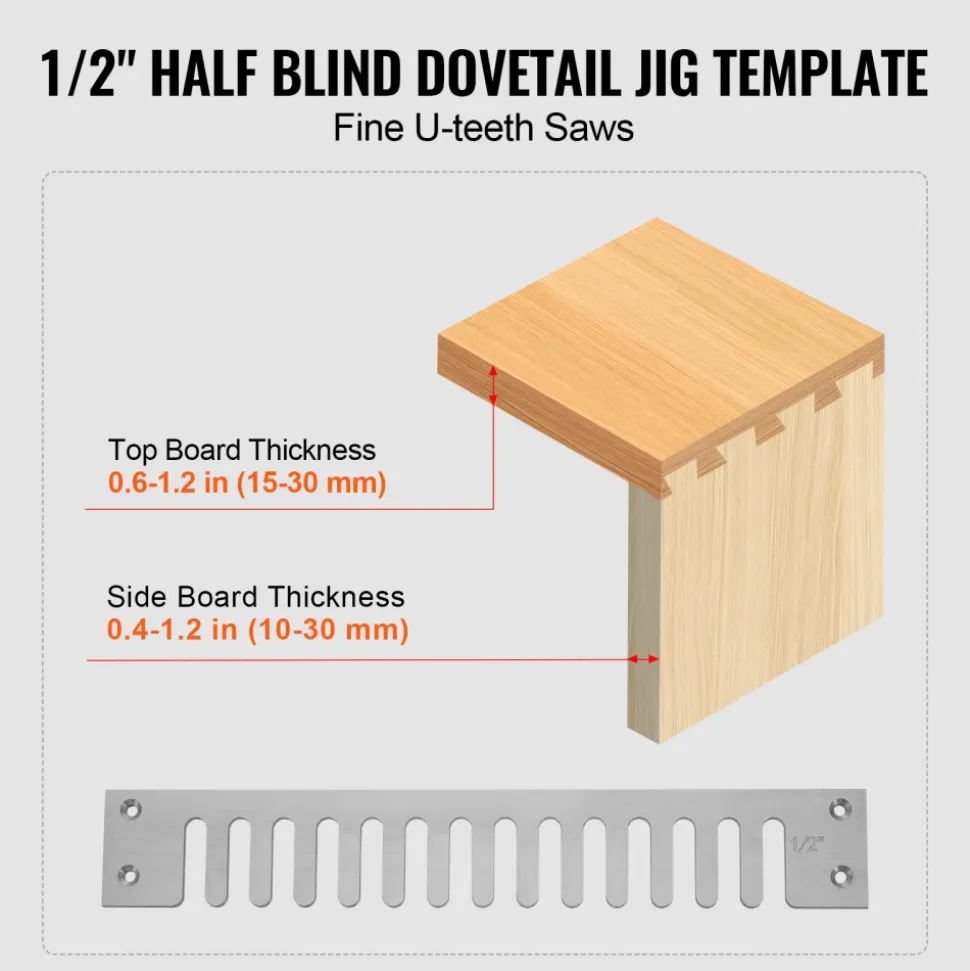 VEVOR Dovetail Jig, 12 in Width, Dove Tailing Router Jigs with 4 Router Bits & 3 Templates, Precise Alignment Dove Tail Jig, Mortise and Tenon Woodworking Tools for Furniture & Wood Cabinet Making