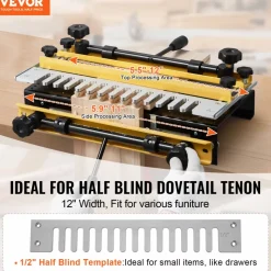 VEVOR Dovetail Jig, 12 in Width, Dove Tailing Router Jigs with Router Bit & 1/2” Template, Precise Alignment Dove Tail Jig, Mortise and Tenon Jig Woodworking Tools for Furniture & Wood Cabinet Making