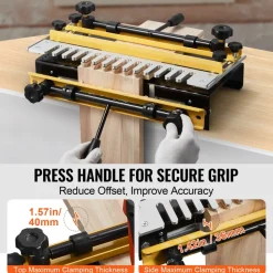 VEVOR Dovetail Jig, 12 in Width, Dove Tailing Router Jigs with Router Bit & 1/2” Template, Precise Alignment Dove Tail Jig, Mortise and Tenon Jig Woodworking Tools for Furniture & Wood Cabinet Making