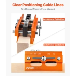 VEVOR Doweling Jig Kit, Self Centering Dowel Drill Jig for Straight Holes, Aluminum Alloy Woodworking Tools with 6 Drill Guide Bushings, Adjustable Width, for Wood Working, Drilling and Marking