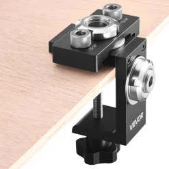 VEVOR Doweling Jig Kit, Self Centering Dowel Drill Jig for Straight Holes, Aluminum Alloy Woodworking Joints Tool with 3 Size Drill Bits 5/16