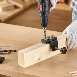 VEVOR Doweling Jig Kit, Self Centering Dowel Drill Jig for Straight Holes, Aluminum Alloy Woodworking Joints Tool with 3 Size Drill Bits 5/16