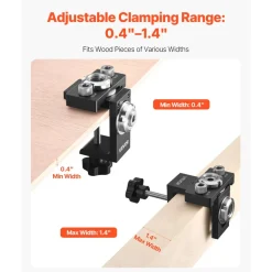 VEVOR Doweling Jig Kit, Self Centering Dowel Drill Jig for Straight Holes, Aluminum Alloy Woodworking Joints Tool with 3 Size Drill Bits 5/16