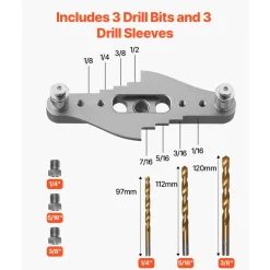 VEVOR Doweling Jig Kit, Self Centering Dowel Drill Jig for Straight Holes, with Drill Bit Set 1/4