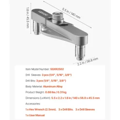 VEVOR Doweling Jig Kit, Self Centering Dowel Drill Jig for Straight Holes, with Drill Bit Set 1/4