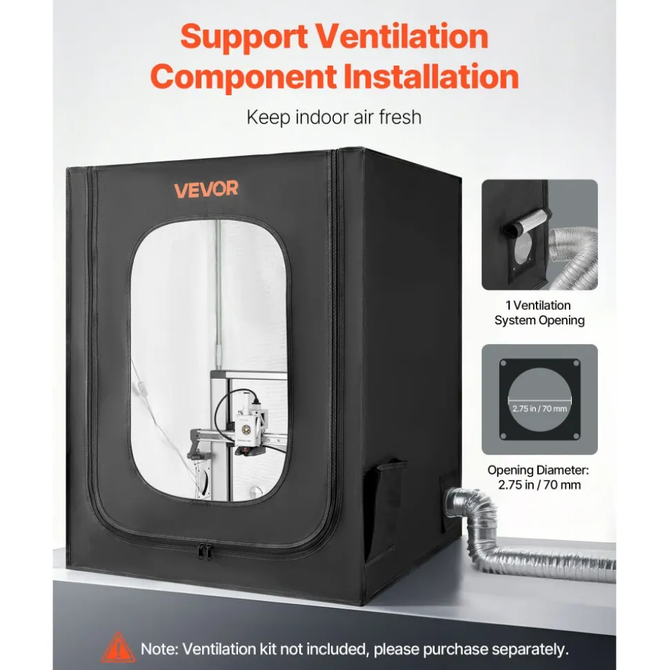 VEVOR 3D Printer Enclosure, Dustproof Waterproof Large Oxford Cloth 3D Printer Tent, Constant Temperature Protective Case with LED Lighting, Compatible with Creality/ELEGOO/Anycubic Popular Models