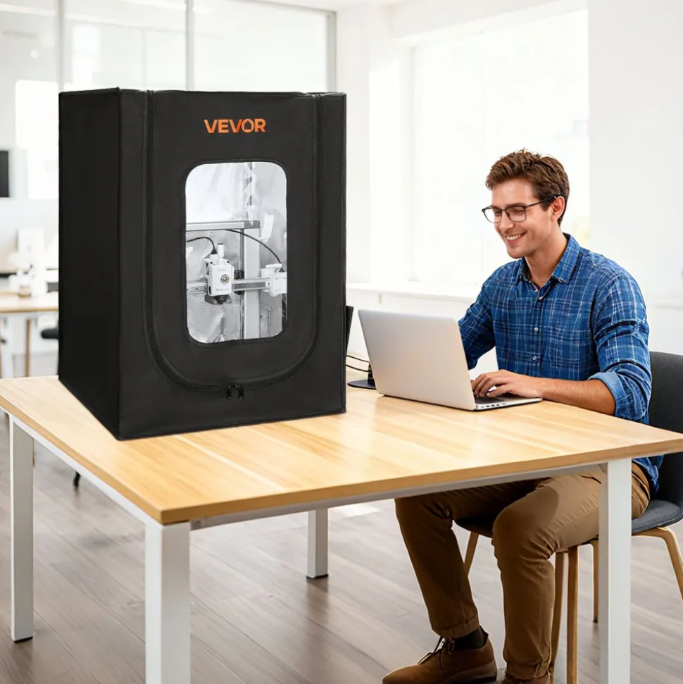 VEVOR 3D Printer Enclosure, Dustproof Waterproof Oxford Cloth 3D Printer Tent, Constant Temperature Protective Case with LED Lighting, Compatible with Creality/ELEGOO/Anycubic Multiple Popular Models