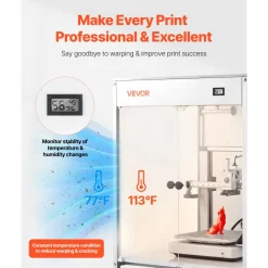 VEVOR 3D Printer Enclosure with Ventilation, Dustproof Waterproof Transparent Acrylic 3D Printer Tent, Constant Temperature Protective Case with LED, Compatible with Bambu Lab, Ender, Neptune, Kobra