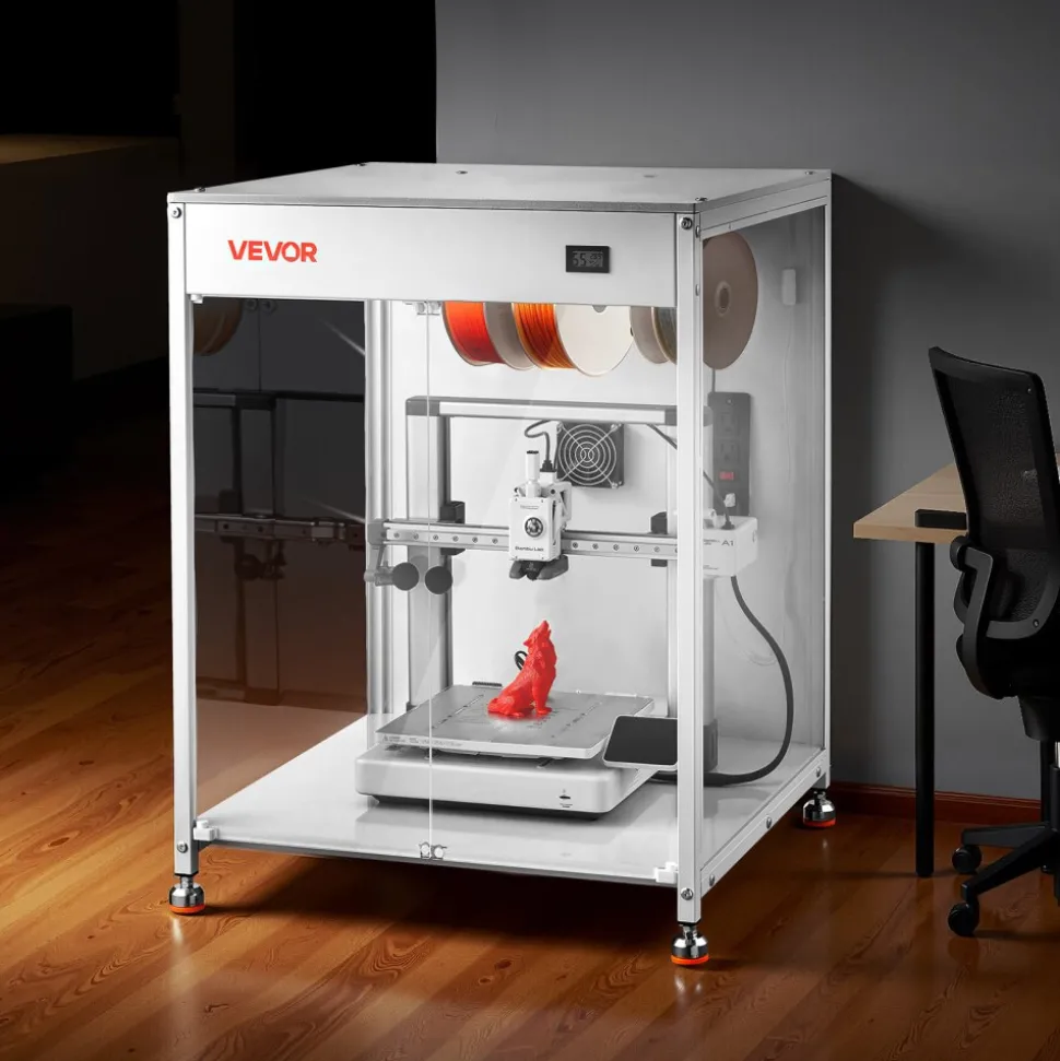 VEVOR 3D Printer Enclosure with Ventilation, Dustproof Waterproof Transparent Acrylic 3D Printer Tent, Constant Temperature Protective Case with LED, Compatible with Bambu Lab, Ender, Neptune, Kobra