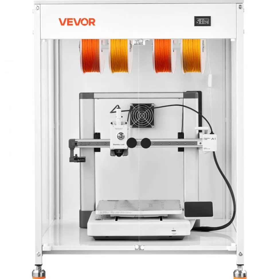 VEVOR 3D Printer Enclosure with Ventilation, Dustproof Waterproof Transparent Acrylic 3D Printer Tent, Constant Temperature Protective Case with LED, Compatible with Bambu Lab, Ender, Neptune, Kobra