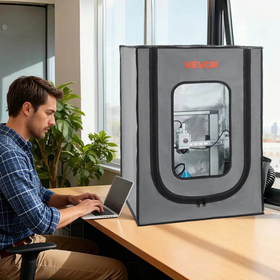 VEVOR 3D Printer Enclosure with Ventilation, Dustproof Waterproof Oxford Cloth Resin 3D Printer Tent, Constant Temperature Protective Case with LED, Compatible with Photon Mono/Mars 3, FDM/LCD Printer