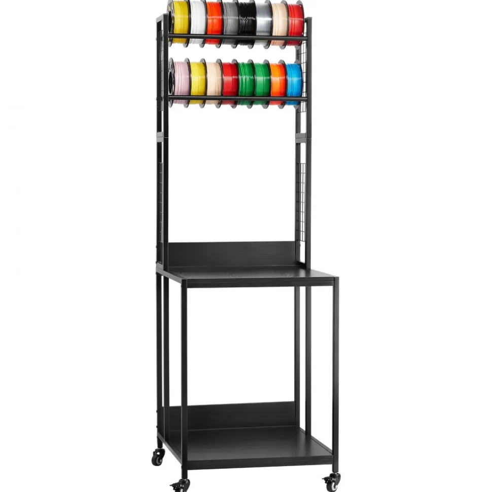 VEVOR 3D Printer Filament Storage Rack, 4-Tier 3D Printer Stand with Filament Storage, Spools Holder Racks Cart with Wheels, Filaments Organzied for 3D Printing Station, Office, Workshop (Shelf Only)