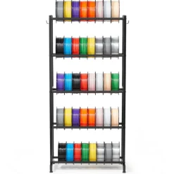 VEVOR 3D Printer Filament Storage Rack, 5 Tier Heavy Duty Storage Shelves for 3D Printing Filaments, Filament Spool Holders Racks for 3D Printing Studio, Home Studio, Office, Workshop (Shelf Only)