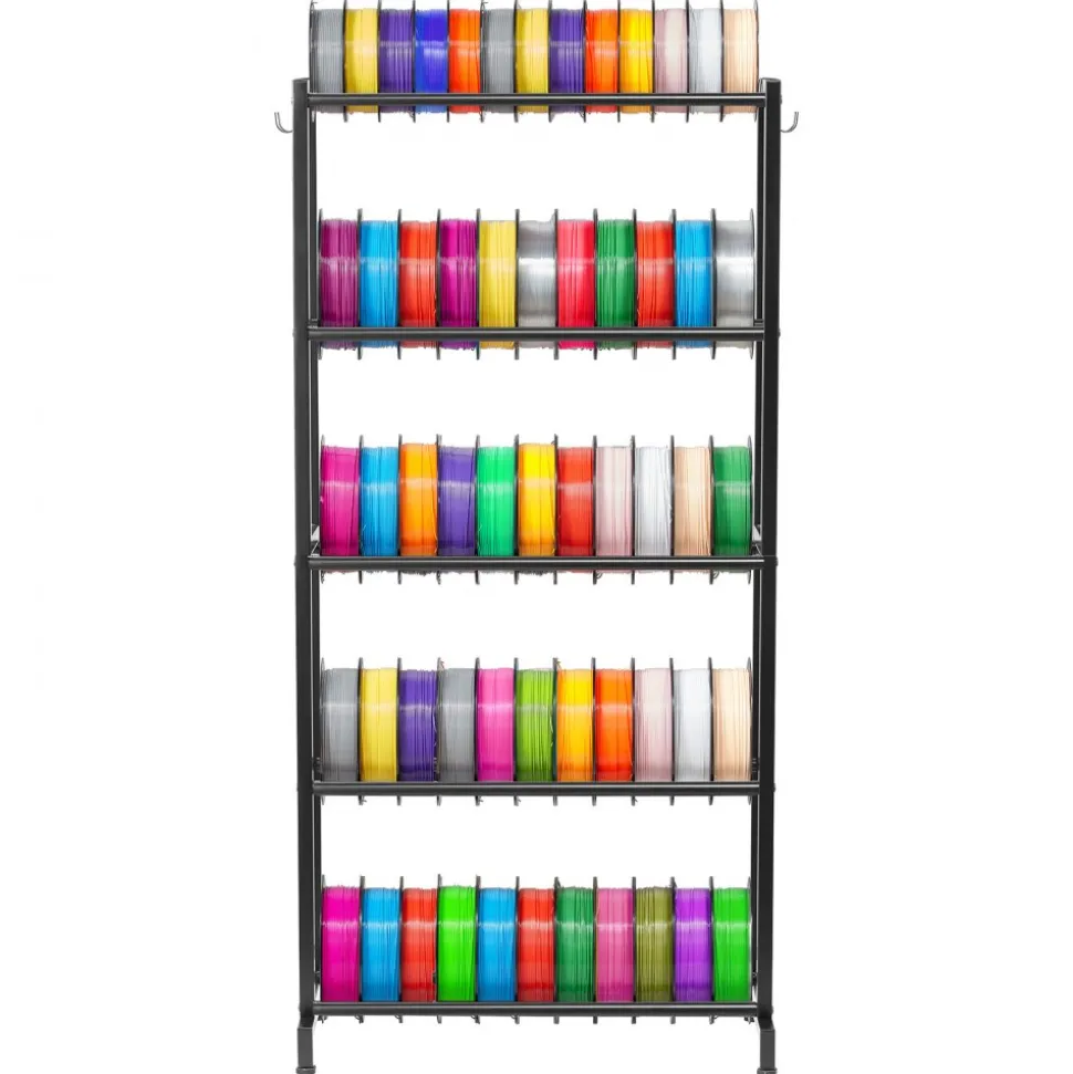 VEVOR 3D Printer Filament Storage Rack, 5 Tier Heavy Duty Storage Shelves for 3D Printing Filaments, Filament Spool Holders Racks for 3D Printing Studio, Home Studio, Office, Workshop (Shelf Only)
